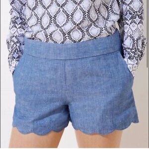 NWT Ann Taylor Loft Chambray Rivera Scalloped 4 Inch Inseam Shorts Size 8